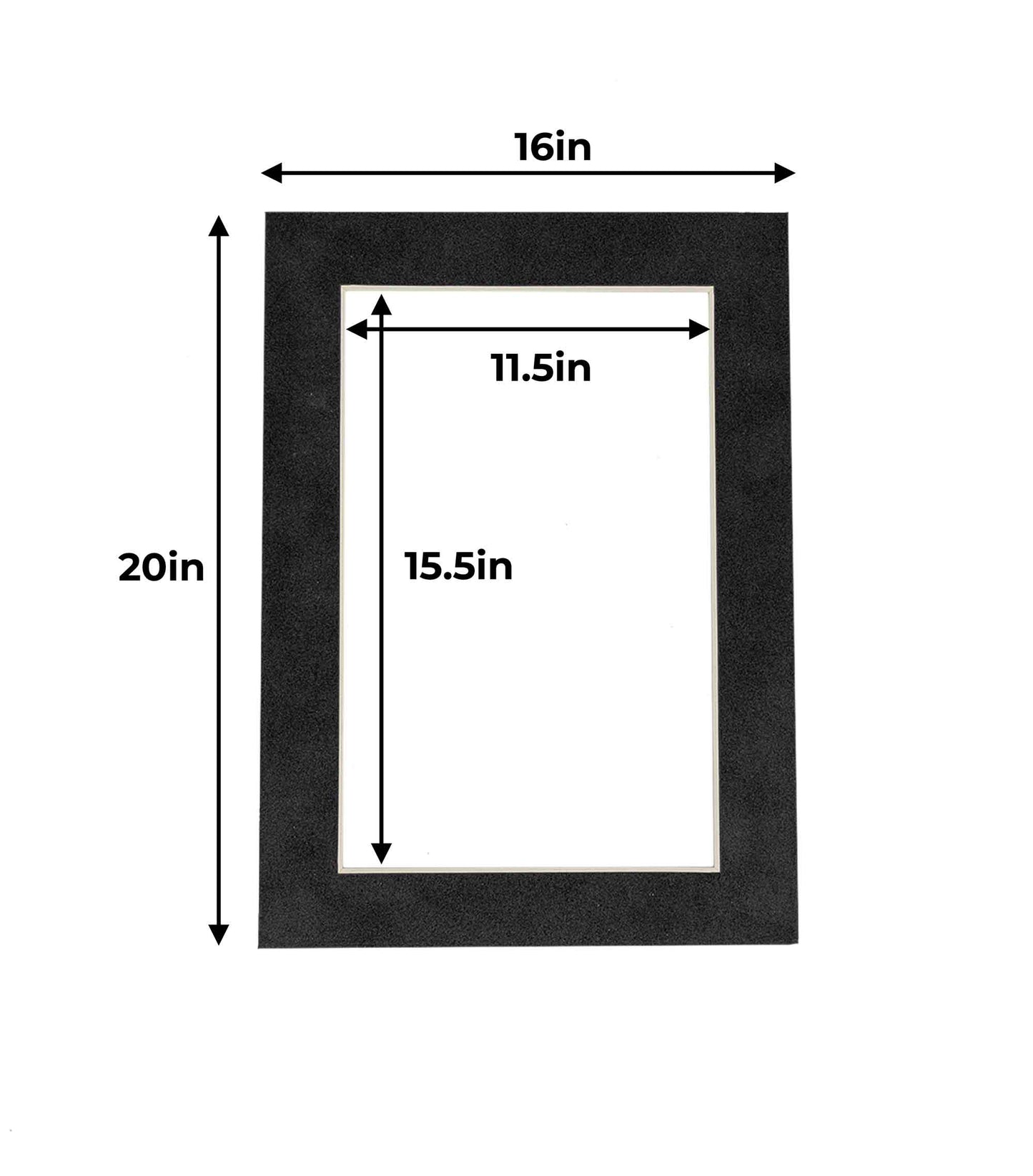 Pack of 25 Dark Grey Suede Precut Acid-Free Matboards