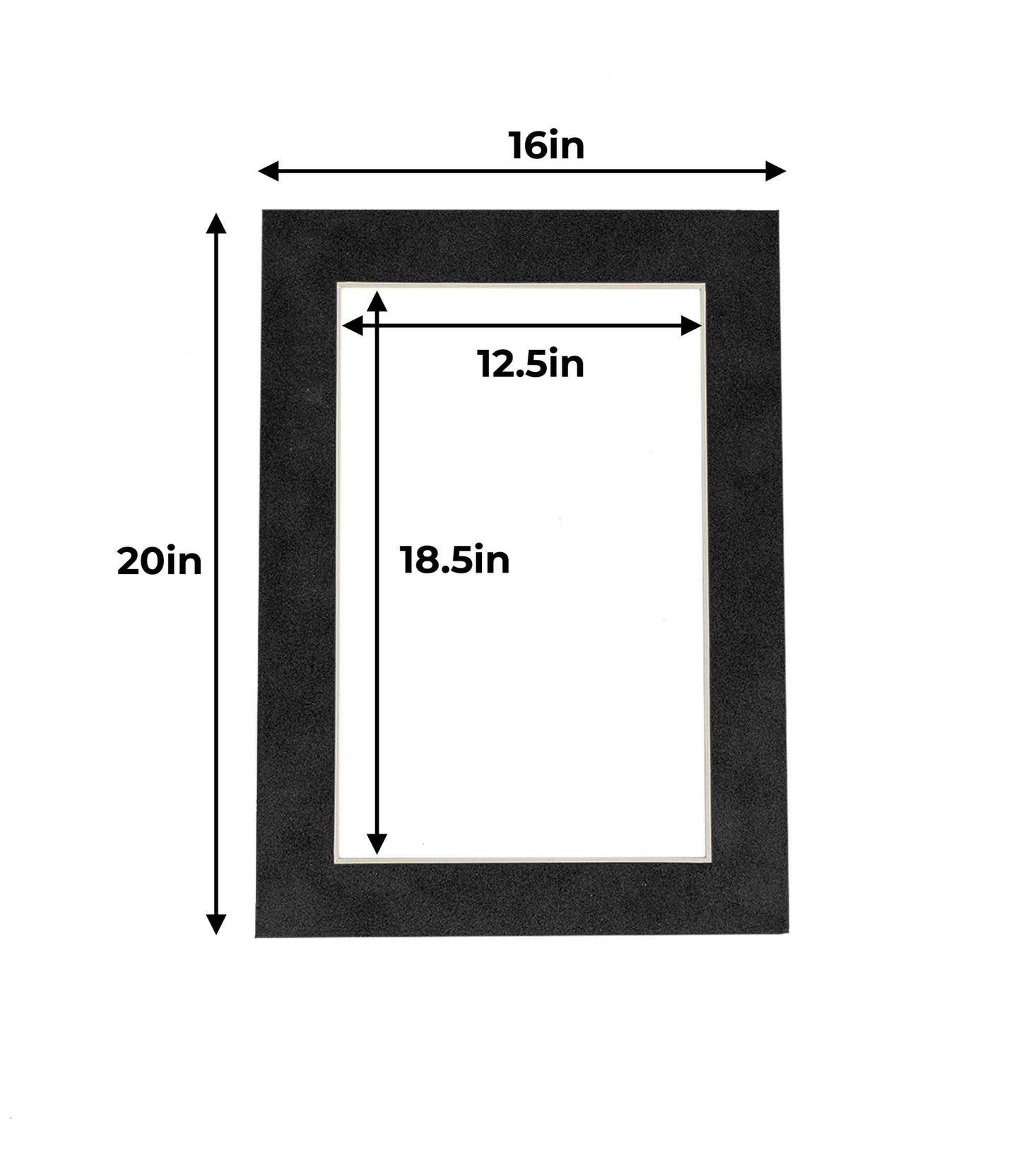 Dark Grey Suede Precut Acid-Free Matboard Set with Clear Bag & Backing