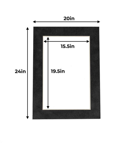 Pack of 25 Dark Grey Suede Precut Acid-Free Matboards
