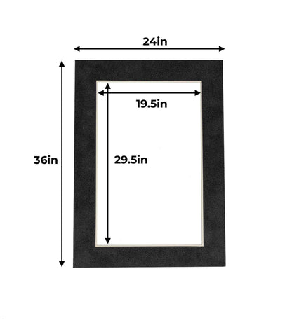Pack of 25 Dark Grey Suede Precut Acid-Free Matboard Set with Clear Bags & Backings