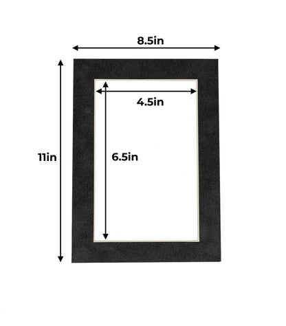 Pack of 25 Dark Grey Suede Precut Acid-Free Matboard Set with Clear Bags & Backings