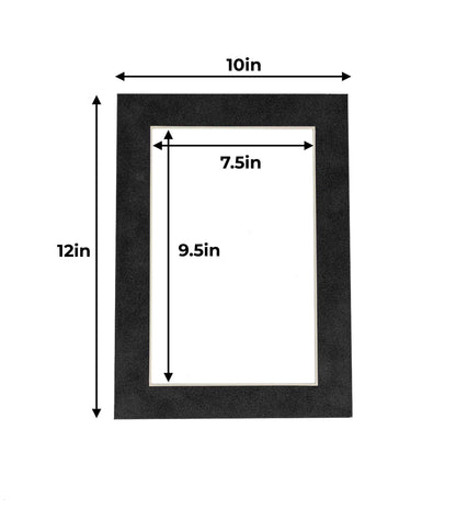 Pack of 25 Dark Grey Suede Precut Acid-Free Matboard Set with Clear Bags & Backings