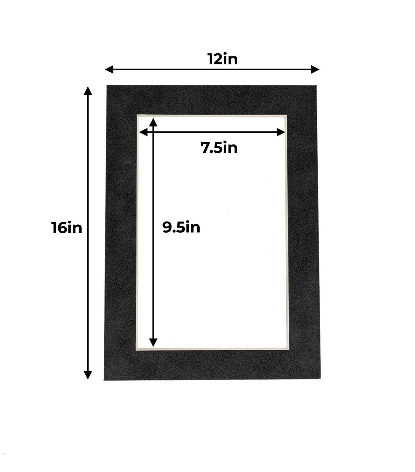 Pack of 10 Dark Grey Suede Precut Acid-Free Matboard Set with Clear Bags & Backings