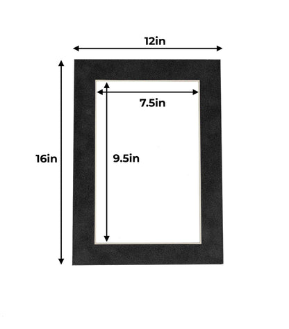 Pack of 25 Dark Grey Suede Precut Acid-Free Matboards