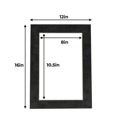 Pack of 25 Dark Grey Suede Precut Acid-Free Matboard Set with Clear Bags & Backings