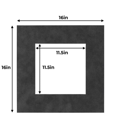 Pack of 25 Dark Grey Suede Precut Acid-Free Matboard Set with Clear Bags & Backings