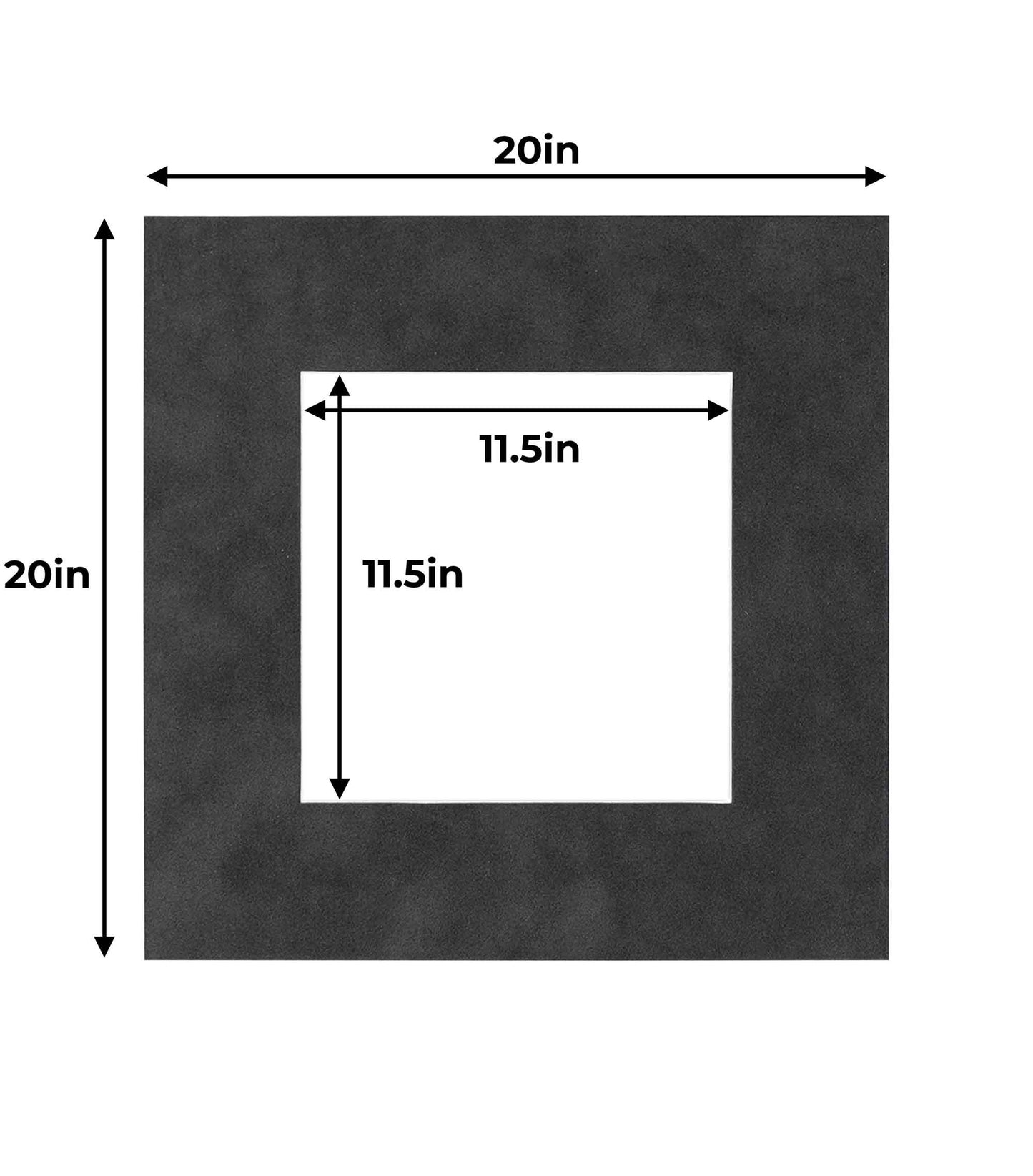 Pack of 10 Dark Grey Suede Precut Acid-Free Matboard Set with Clear Bags & Backings