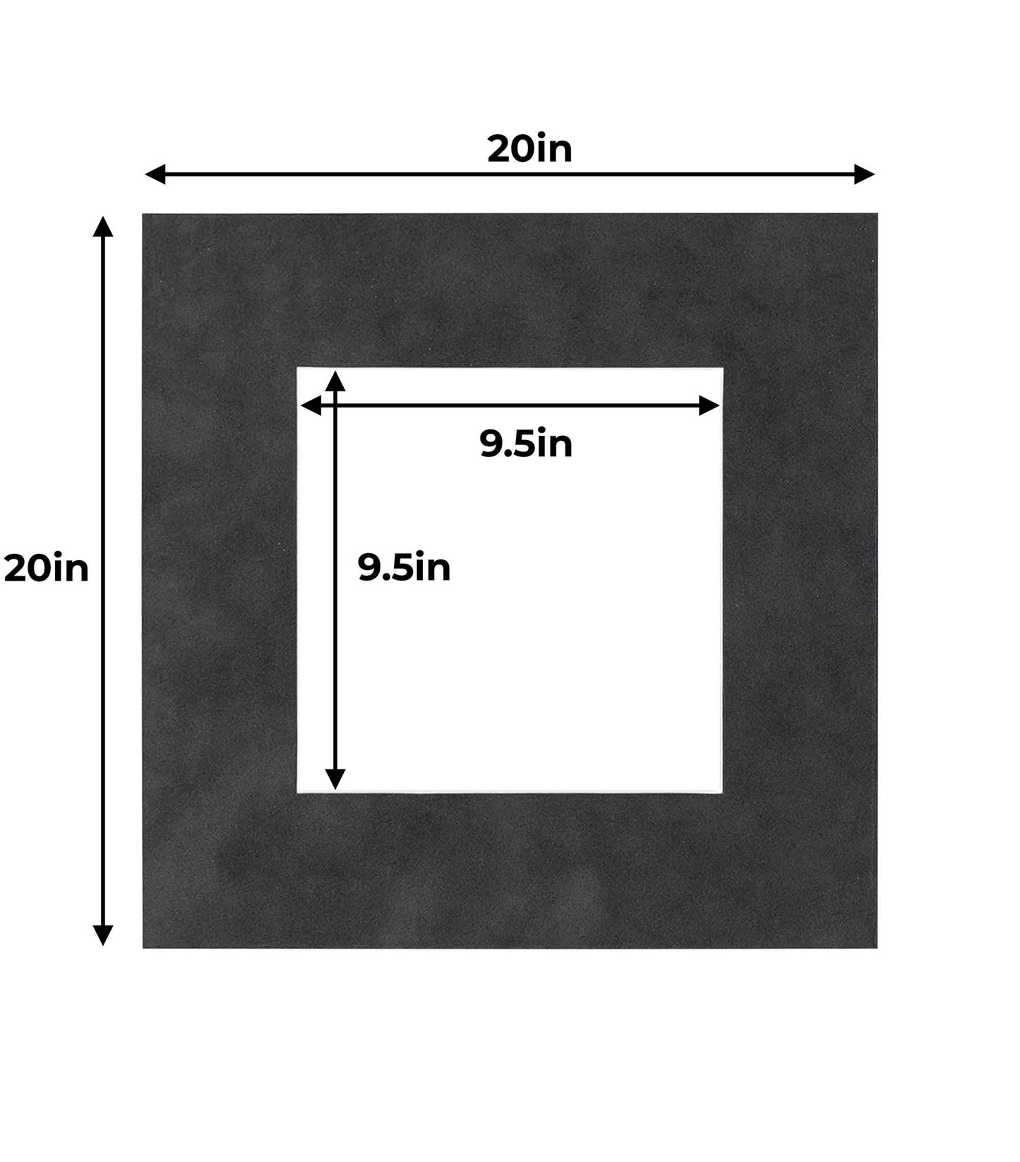 Pack of 25 Dark Grey Suede Precut Acid-Free Matboard Set with Clear Bags & Backings