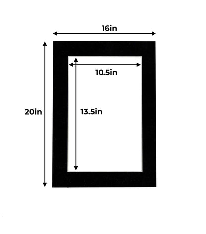 Pack of 10 Black Suede Precut Acid-Free Matboard Set with Clear Bags & Backings