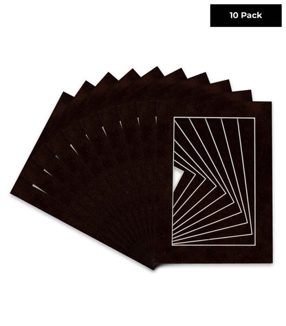 Pack of 10 Brown Suede Precut Acid-Free Matboard Set with Clear Bags & Backings