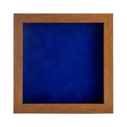Honey Pecan Shadow Box Frame With Royal Blue Acid-Free Suede Backing