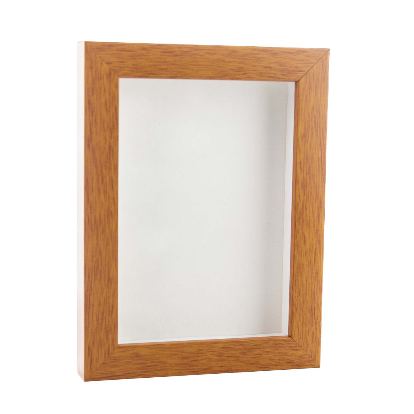 Honey Pecan Shadow Box Frame With White Acid-Free Suede Backing