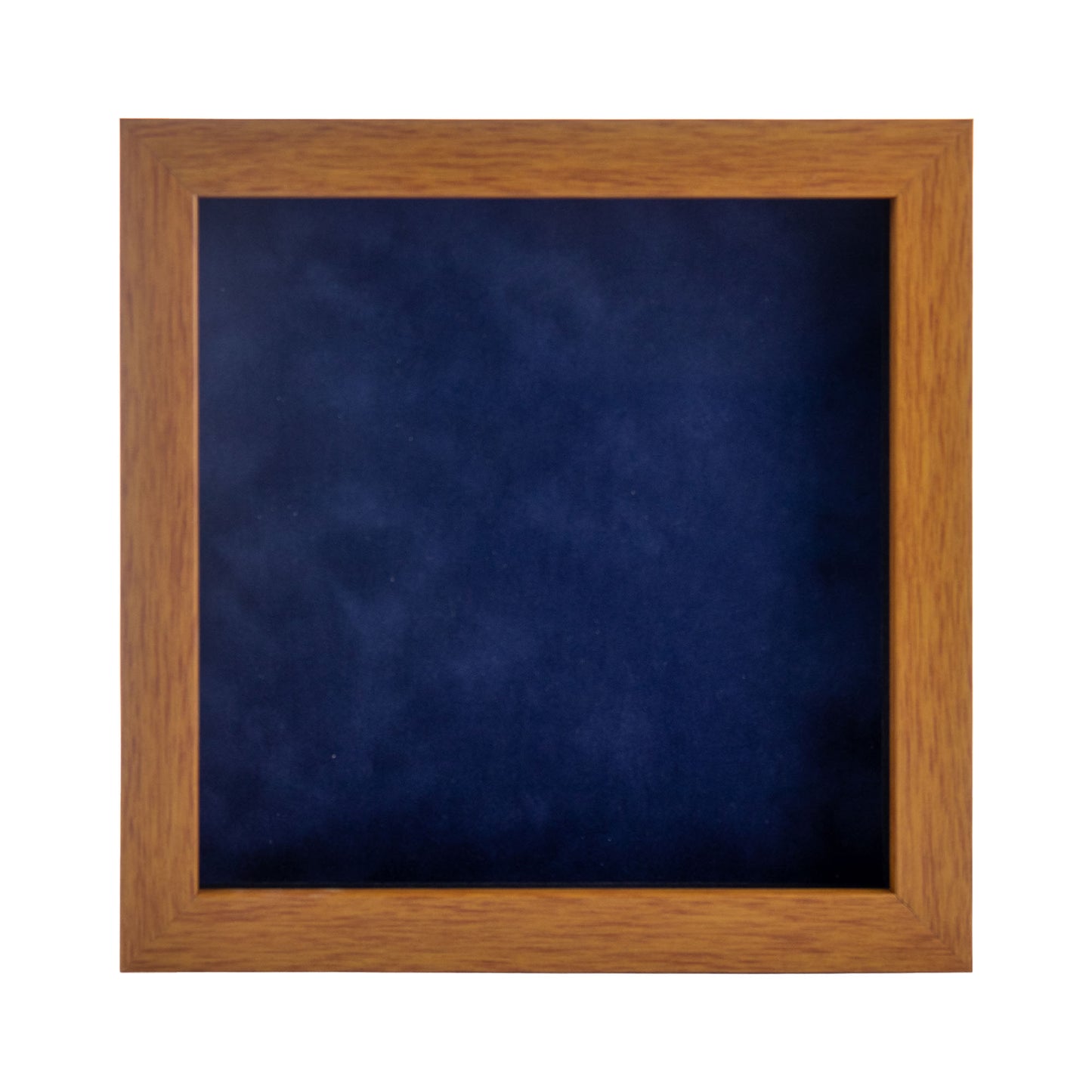 Honey Pecan Shadow Box Frame With Navy Blue Acid-Free Suede Backing