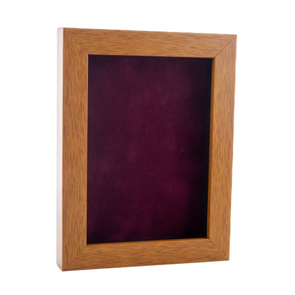 Honey Pecan Shadow Box Frame With Dark Berry Acid-Free Suede Backing