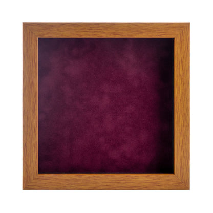 Honey Pecan Shadow Box Frame With Dark Berry Acid-Free Suede Backing