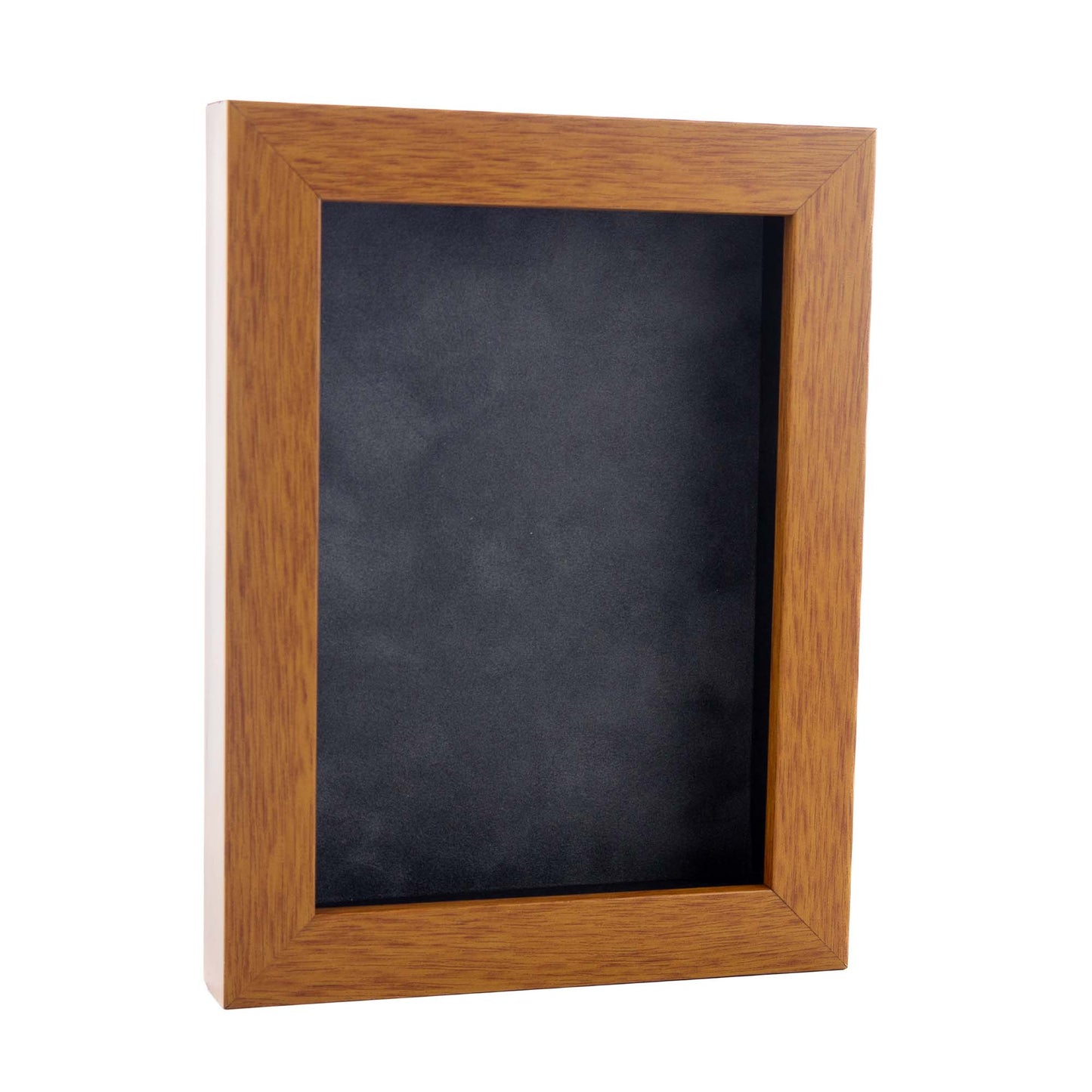 Honey Pecan Shadow Box Frame With Dark Grey Acid-Free Suede Backing