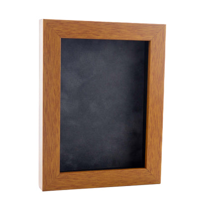 Honey Pecan Shadow Box Frame With Dark Grey Acid-Free Suede Backing