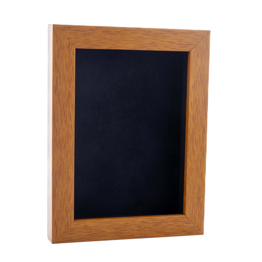 Honey Pecan Shadow Box Frame With Black Acid-Free Suede Backing