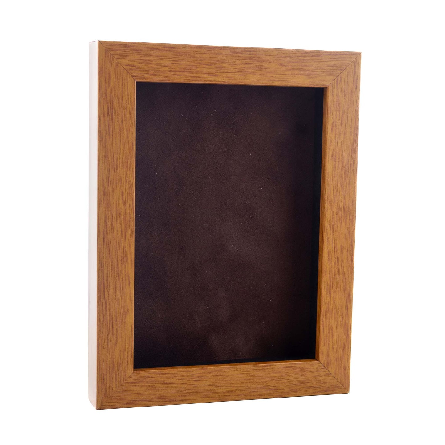 Honey Pecan Shadow Box Frame With Brown Acid-Free Suede Backing