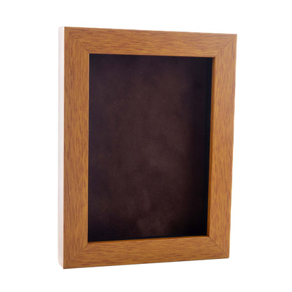 Honey Pecan Shadow Box Frame With Brown Acid-Free Suede Backing