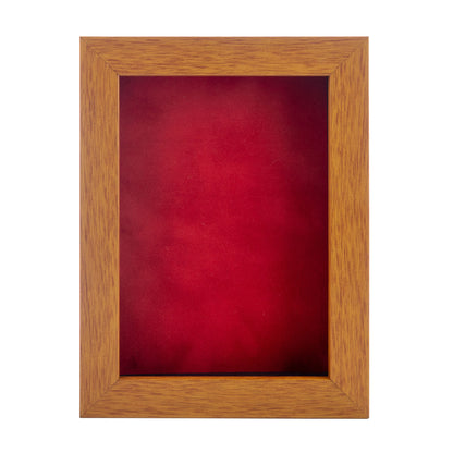 Honey Pecan Shadow Box Frame With Red Acid-Free Suede Backing
