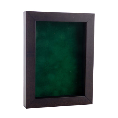 Walnut Shadow Box Frame With Forest Green Acid-Free Suede Backing