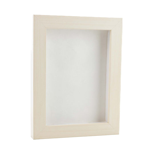 White Washed Shadow Box Frame With White Acid-Free Suede Backing