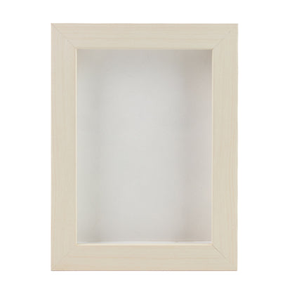 White Washed Shadow Box Frame With White Acid-Free Suede Backing