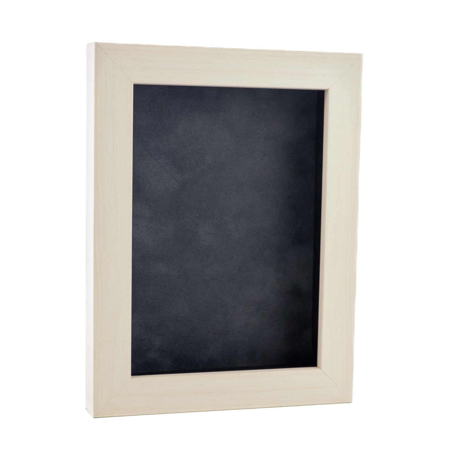 White Washed Shadow Box Frame With Dark Grey Acid-Free Suede Backing