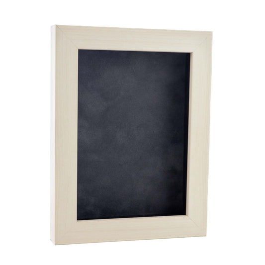 White Washed Shadow Box Frame With Dark Grey Acid-Free Suede Backing