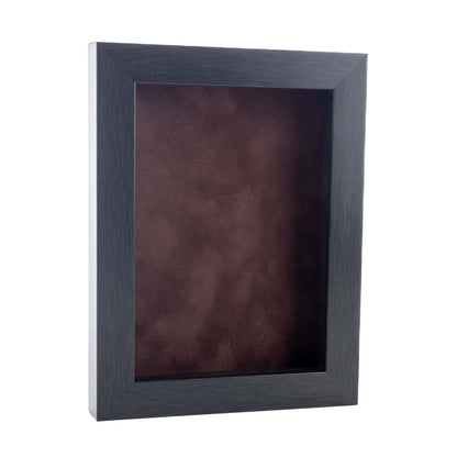Charcoal Shadow Box Frame With Brown Acid-Free Suede Backing