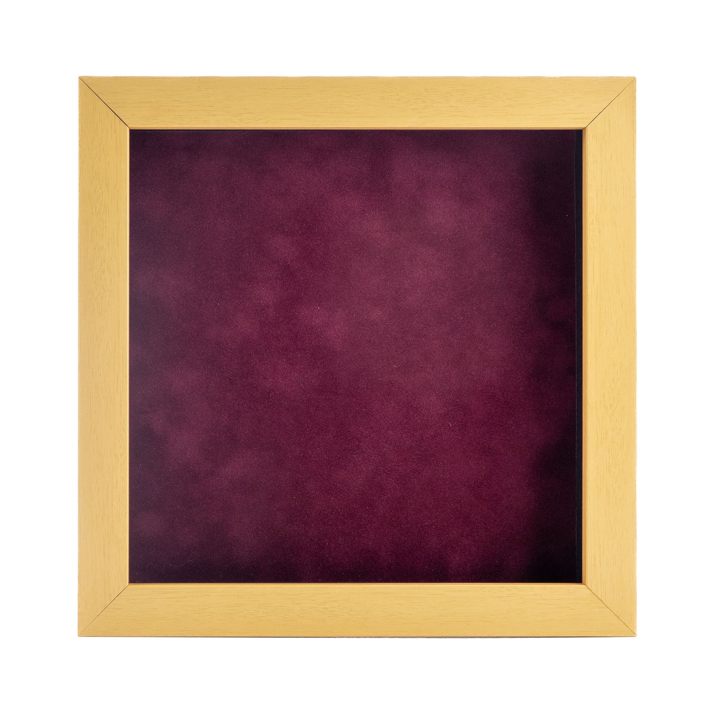 Natural Shadow Box Frame With Dark Berry Acid-Free Suede Backing