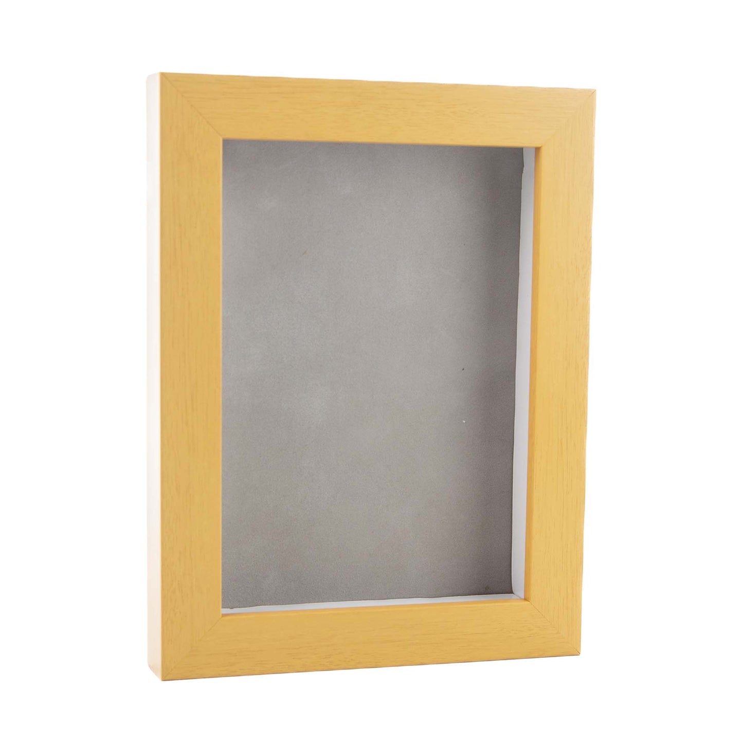 Natural Shadow Box Frame With Light Grey Acid-Free Suede Backing