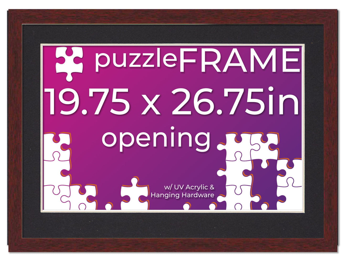 Brown Frame With Black Mat for Jigsaw Puzzles