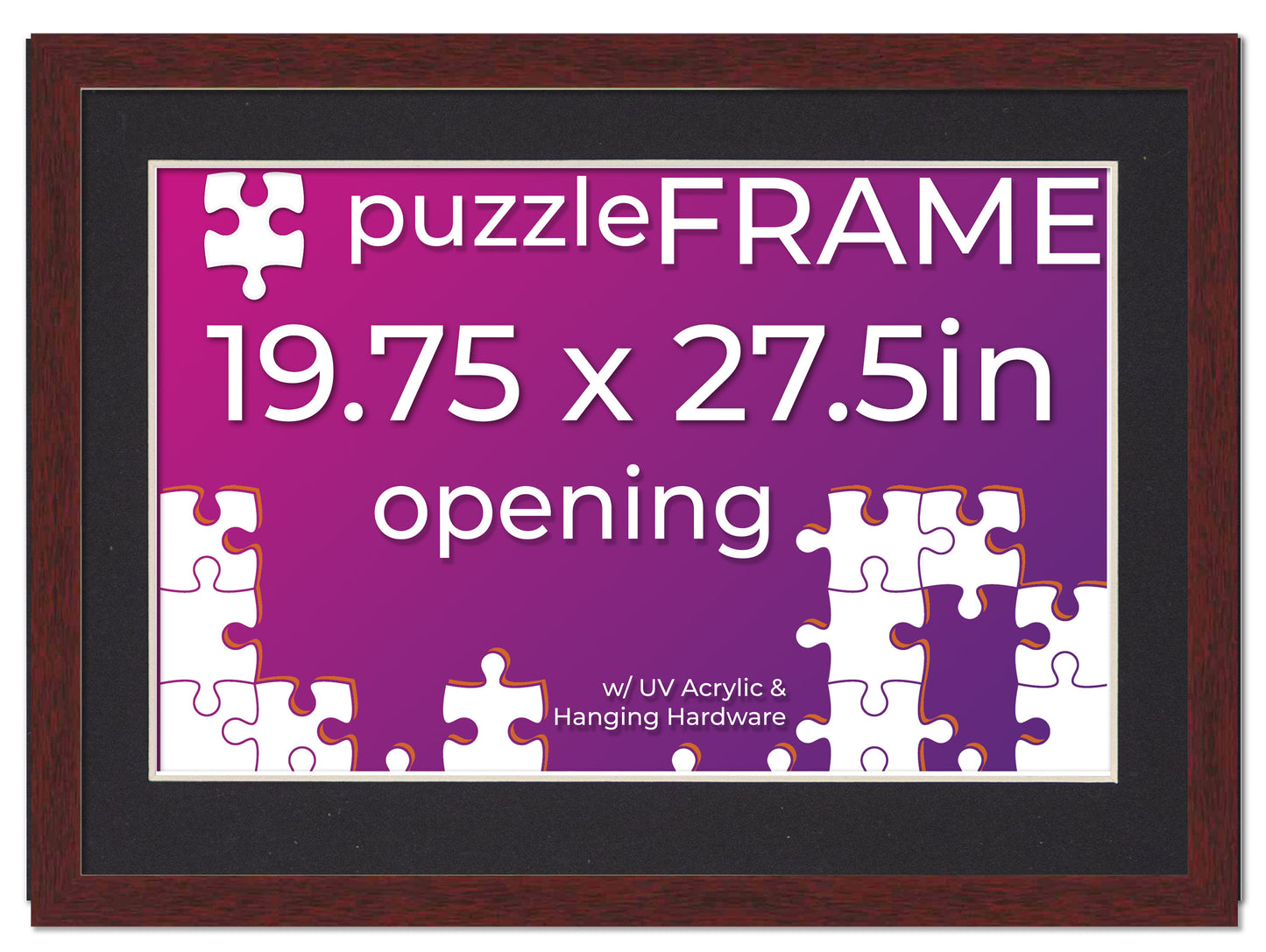 Brown Frame With Black Mat for Jigsaw Puzzles