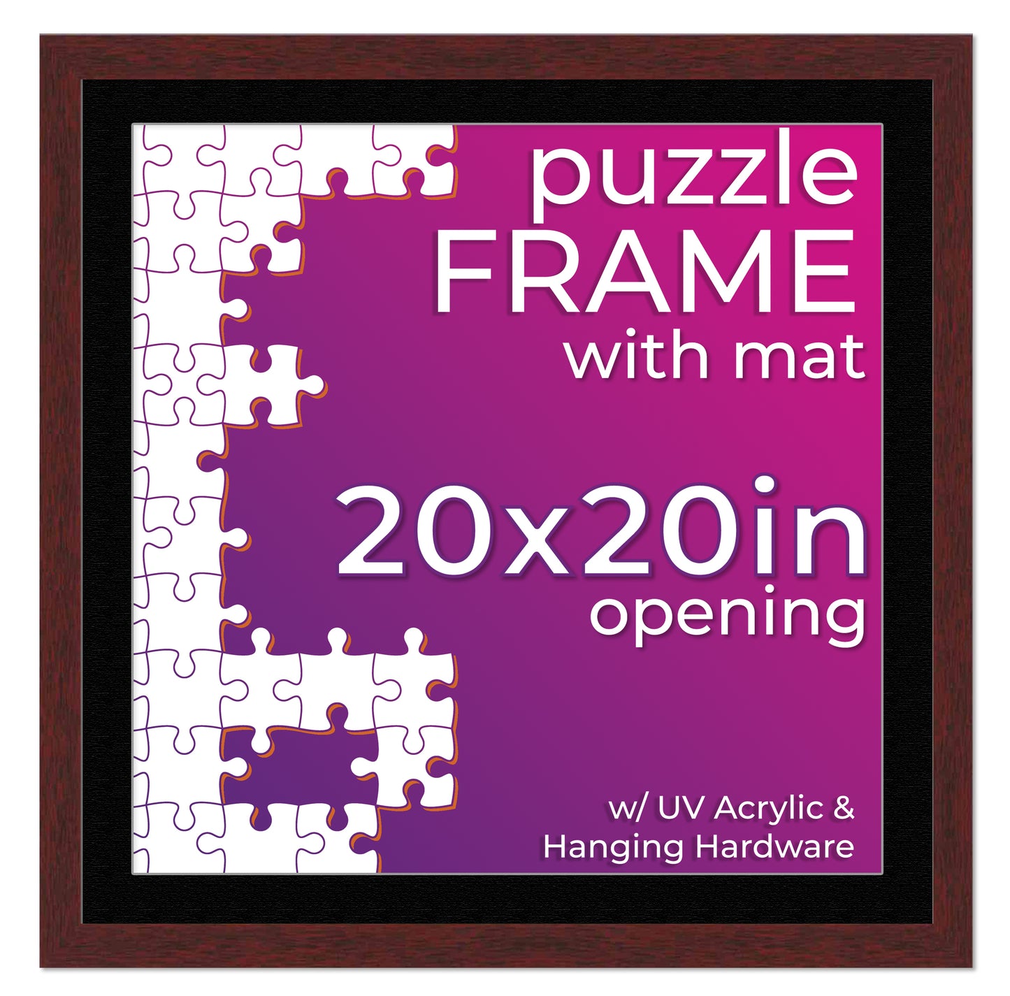 Brown Frame With Black Mat for Jigsaw Puzzles