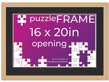 Natural Frame With Black Mat for Jigsaw Puzzles