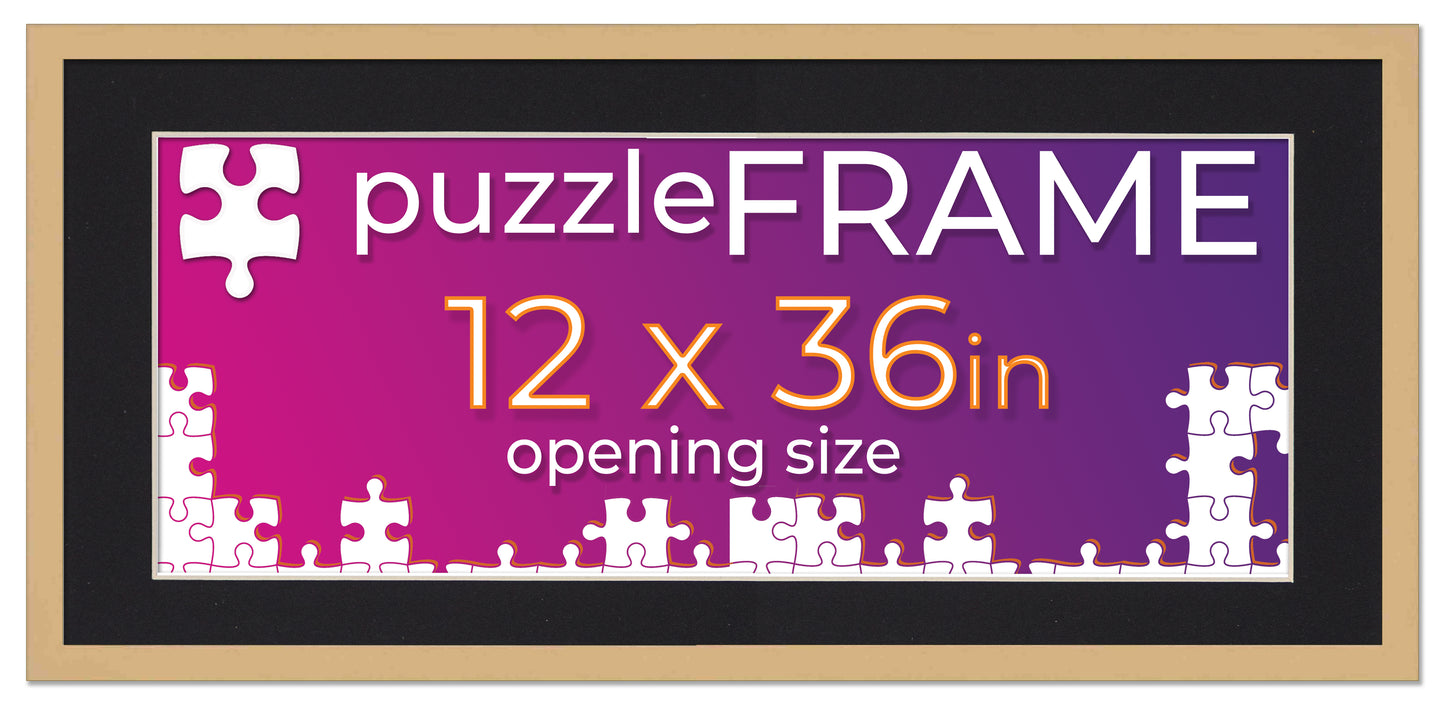 Natural Frame With Black Mat for Jigsaw Puzzles