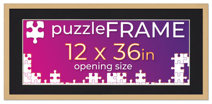 Natural Frame With Black Mat for Jigsaw Puzzles