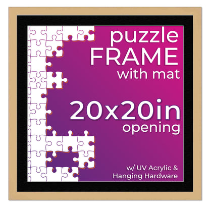 Natural Frame With Black Mat for Jigsaw Puzzles