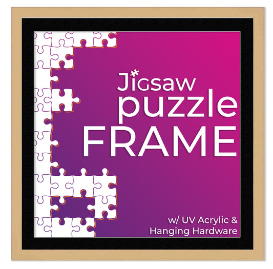 Natural Frame With Black Mat for Jigsaw Puzzles