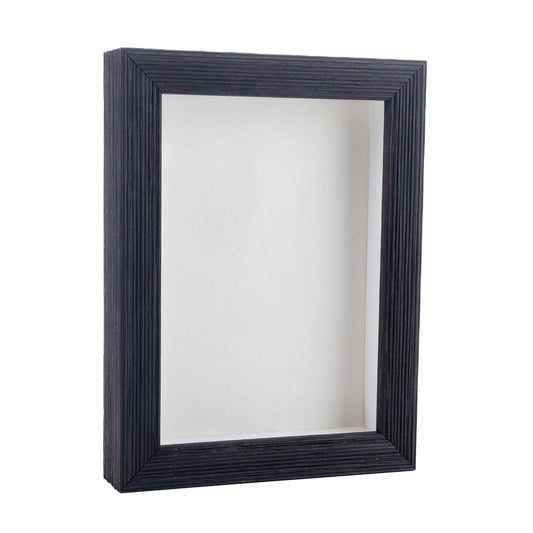 Distressed Black Shadow Box Frame With White Acid-Free Suede Backing