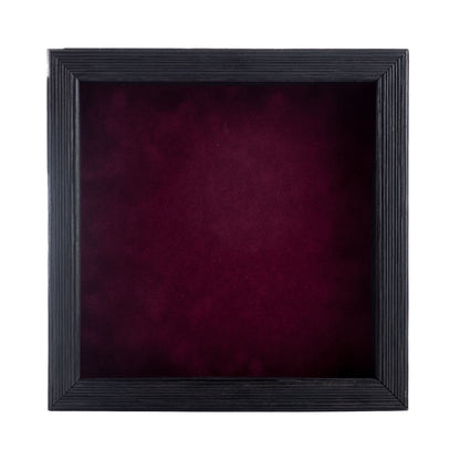 Distressed Black Shadow Box Frame With Dark Berry Acid-Free Suede Backing