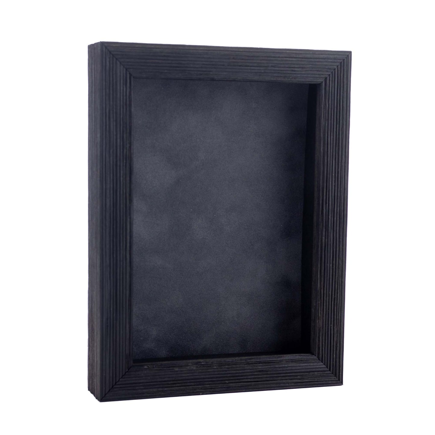 Distressed Black Shadow Box Frame With Dark Grey Acid-Free Suede Backing