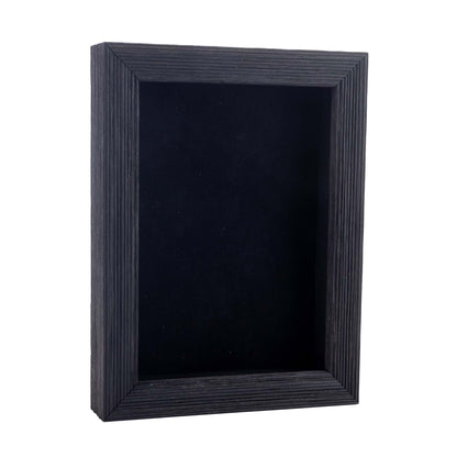 Distressed Black Shadow Box Frame With Black Acid-Free Suede Backing