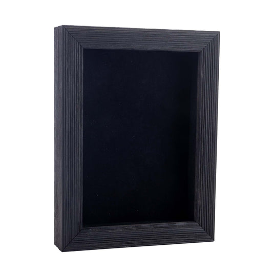 Distressed Black Shadow Box Frame With Black Acid-Free Suede Backing