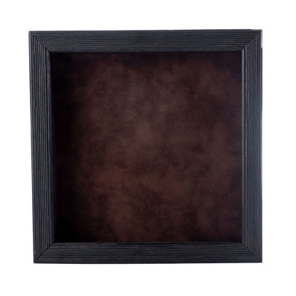 Distressed Black Shadow Box Frame With Brown Acid-Free Suede Backing