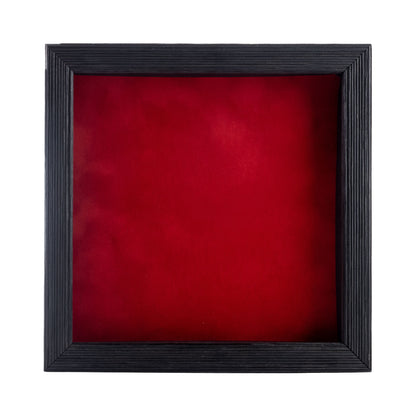 Distressed Black Shadow Box Frame With Red Acid-Free Suede Backing