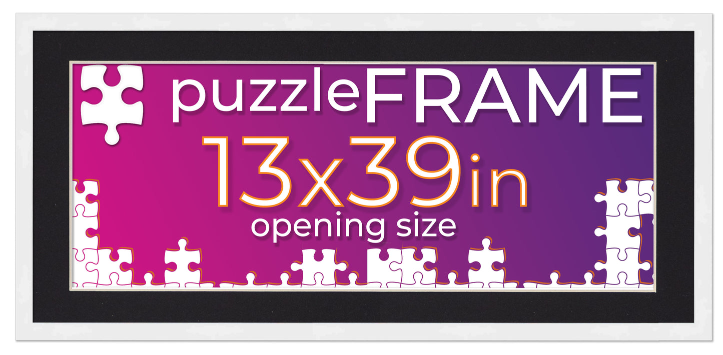 White Frame With Black Mat for Jigsaw Puzzles