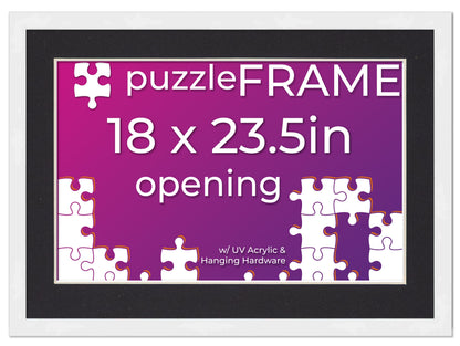 White Frame With Black Mat for Jigsaw Puzzles